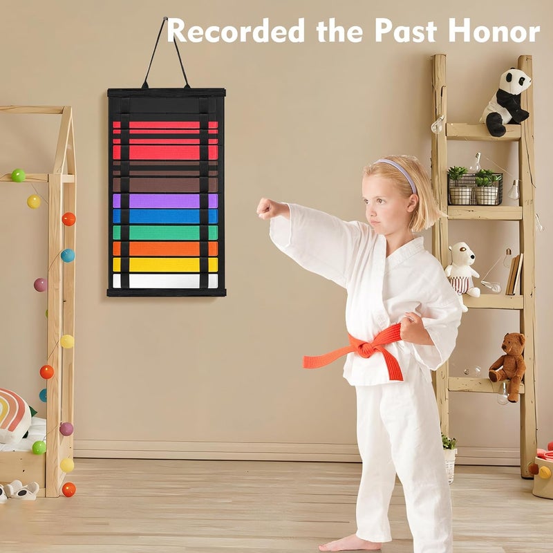 Famaster Wooden Karate & Taekwondo Belt Display Rack - Celebrate Beginners'Journey - A Meaningful Gift of Effort and Perseverance - Image 5